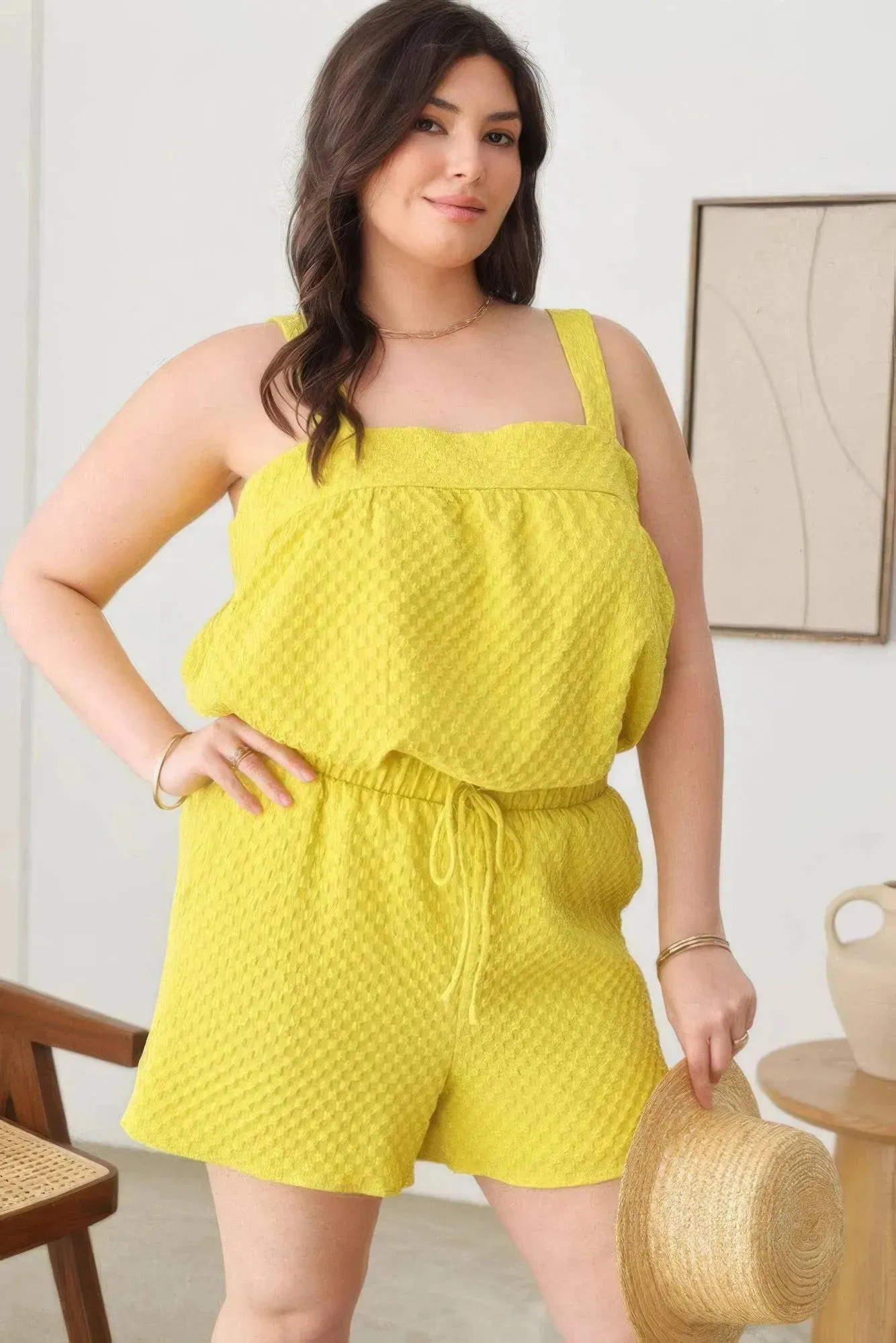 Textured Top Short Set for Plus Size