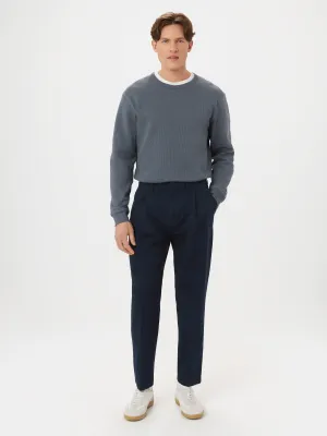 The Jamie Pleated Chino Pant in Deep Blue