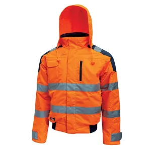 U-Power Best Hi-Vis Waterproof Breathable Work Bomber Jacket Hood