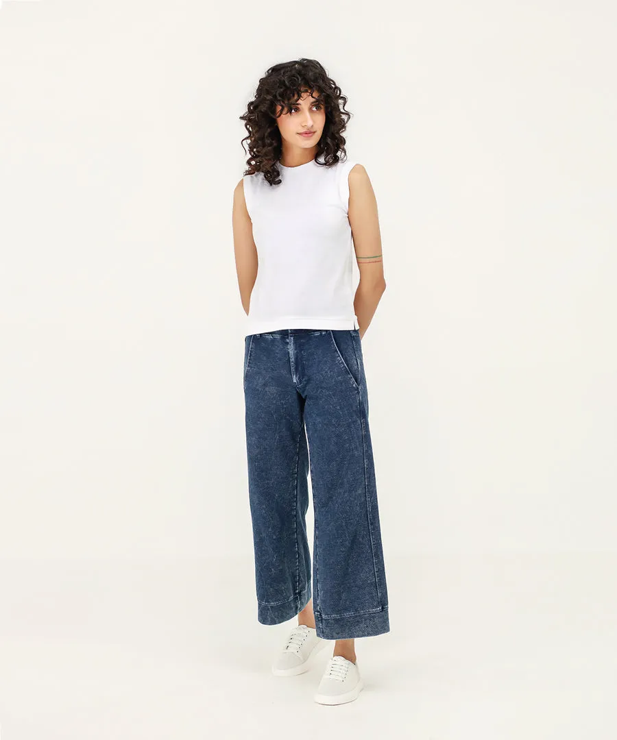 Women's Denim Cropped Flare Pants