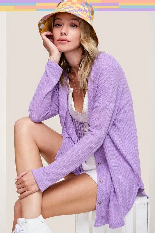 Womens Long Greta Waffle Cardigan