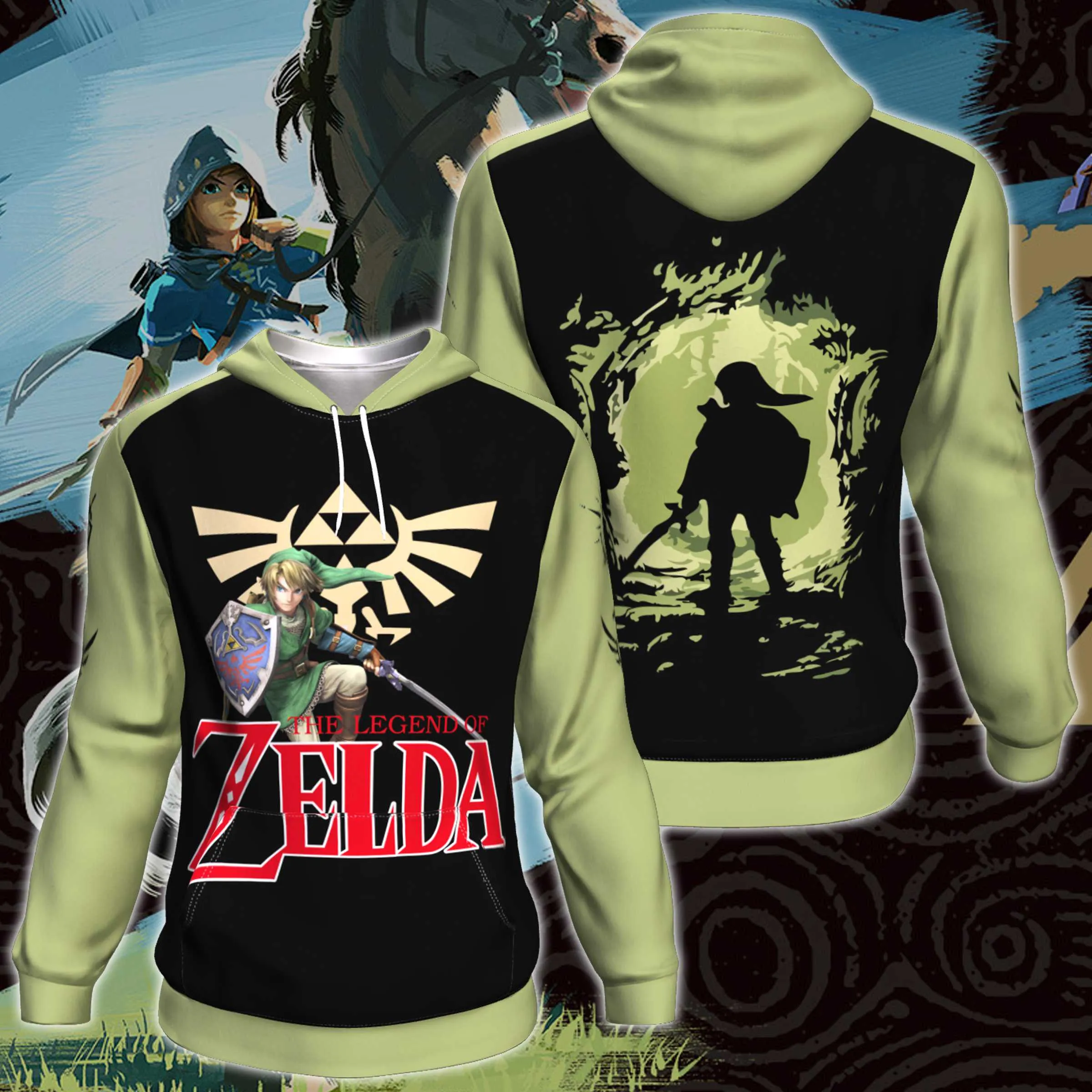 Zelda All Over Print Pullover Hoodie